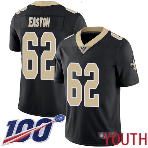 New Orleans Saints Limited Black Youth Nick Easton Home Jersey NFL Football #62 100th Season Vapor Untouchable Jersey->youth nfl jersey->Youth Jersey